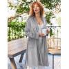 imageEkouaer Women Robe Short Velour Bathrobe Knee Length Warm Plush Robe Long Sleeve Lounge RobeLight Grey