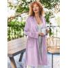 imageEkouaer Women Robe Short Velour Bathrobe Knee Length Warm Plush Robe Long Sleeve Lounge RobeLight Purple