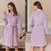 imageEkouaer Women Robe Short Velour Bathrobe Knee Length Warm Plush Robe Long Sleeve Lounge RobeLight Purple