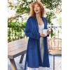 imageEkouaer Women Robe Short Velour Bathrobe Knee Length Warm Plush Robe Long Sleeve Lounge RobeSnorkel Blue