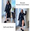 imageEkouaer Womens Robe Long Velvet Bathrobe Fuzzy Soft Warm HouseCoat with Pockets Plush Shawl Collar Full Length SleepwearBlack