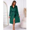 imageEkouaer Womens Robe Long Velvet Bathrobe Fuzzy Soft Warm HouseCoat with Pockets Plush Shawl Collar Full Length SleepwearGreen