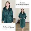 imageEkouaer Womens Robe Long Velvet Bathrobe Fuzzy Soft Warm HouseCoat with Pockets Plush Shawl Collar Full Length SleepwearGreen