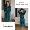 imageEkouaer Womens Robe Long Velvet Bathrobe Fuzzy Soft Warm HouseCoat with Pockets Plush Shawl Collar Full Length SleepwearGreen