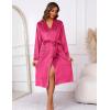 imageEkouaer Womens Robe Long Velvet Bathrobe Fuzzy Soft Warm HouseCoat with Pockets Plush Shawl Collar Full Length SleepwearHot Pink