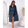 imageEkouaer Womens Robe Long Velvet Bathrobe Fuzzy Soft Warm HouseCoat with Pockets Plush Shawl Collar Full Length SleepwearNavy Blue