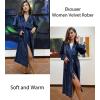 imageEkouaer Womens Robe Long Velvet Bathrobe Fuzzy Soft Warm HouseCoat with Pockets Plush Shawl Collar Full Length SleepwearNavy Blue