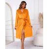 imageEkouaer Womens Robe Long Velvet Bathrobe Fuzzy Soft Warm HouseCoat with Pockets Plush Shawl Collar Full Length SleepwearOrange