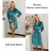 imageEkouaer Womens Robe Long Velvet Bathrobe Fuzzy Soft Warm HouseCoat with Pockets Plush Shawl Collar Full Length SleepwearPeacock Blue