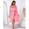 imageEkouaer Womens Robe Long Velvet Bathrobe Fuzzy Soft Warm HouseCoat with Pockets Plush Shawl Collar Full Length SleepwearPink