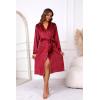 imageEkouaer Womens Robe Long Velvet Bathrobe Fuzzy Soft Warm HouseCoat with Pockets Plush Shawl Collar Full Length SleepwearWine Red