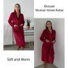 imageEkouaer Womens Robe Long Velvet Bathrobe Fuzzy Soft Warm HouseCoat with Pockets Plush Shawl Collar Full Length SleepwearWine Red