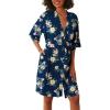 imageEkouaer Short Robes for Women Lightweight Kimono Robes Knit Bathrobe Soft Sleepwear with Pockets SXXLFloral Navy