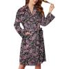 imageEkouaer Women Robe Short Velour Bathrobe Knee Length Warm Plush Robe Long Sleeve Lounge RobeBlack Paisley