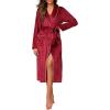 imageEkouaer Womens Robe Long Velvet Bathrobe Fuzzy Soft Warm HouseCoat with Pockets Plush Shawl Collar Full Length SleepwearWine Red