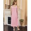 imageEkouaer Nightgowns for Women Long Sleeveless Night Gown Embroidery Sleepdress Ladies Nightdress Victorian NightyPink
