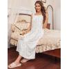 imageEkouaer Nightgowns for Women Long Sleeveless Night Gown Embroidery Sleepdress Ladies Nightdress Victorian NightyWhite Flower