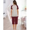 imageEkouaer Nursing Pajamas Set for Women Black Capri Maternity Pajama Set Raglan Short Sleeve Nursing Pajamas OutfitsWine Red
