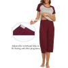 imageEkouaer Nursing Pajamas Set for Women Black Capri Maternity Pajama Set Raglan Short Sleeve Nursing Pajamas OutfitsWine Red