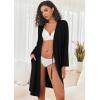 imageEkouaer Robe for Women Ribbed Knit Bathrobe Soft Knee Length Kimono Robes Ladies Sleepwear with Pockets SXXLBlack