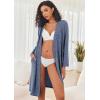 imageEkouaer Robe for Women Ribbed Knit Bathrobe Soft Knee Length Kimono Robes Ladies Sleepwear with Pockets SXXLBlue