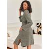 imageEkouaer Robe for Women Ribbed Knit Bathrobe Soft Knee Length Kimono Robes Ladies Sleepwear with Pockets SXXLBrown