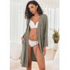 imageEkouaer Robe for Women Ribbed Knit Bathrobe Soft Knee Length Kimono Robes Ladies Sleepwear with Pockets SXXLBrown