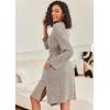 imageEkouaer Robe for Women Ribbed Knit Bathrobe Soft Knee Length Kimono Robes Ladies Sleepwear with Pockets SXXLKhaki