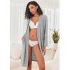 imageEkouaer Robe for Women Ribbed Knit Bathrobe Soft Knee Length Kimono Robes Ladies Sleepwear with Pockets SXXLLight Grey