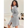 imageEkouaer Robe for Women Ribbed Knit Bathrobe Soft Knee Length Kimono Robes Ladies Sleepwear with Pockets SXXLLight Grey