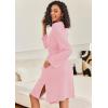 imageEkouaer Robe for Women Ribbed Knit Bathrobe Soft Knee Length Kimono Robes Ladies Sleepwear with Pockets SXXLPink