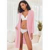 imageEkouaer Robe for Women Ribbed Knit Bathrobe Soft Knee Length Kimono Robes Ladies Sleepwear with Pockets SXXLPink