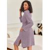 imageEkouaer Robe for Women Ribbed Knit Bathrobe Soft Knee Length Kimono Robes Ladies Sleepwear with Pockets SXXLPurple