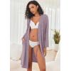 imageEkouaer Robe for Women Ribbed Knit Bathrobe Soft Knee Length Kimono Robes Ladies Sleepwear with Pockets SXXLPurple