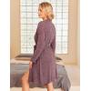 imageEkouaer Women Robe Ribbed Knit Soft Bathrobe Knee Length Robes Stretchy Short Sleepwear with PocketsBurgundy