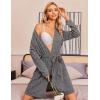 imageEkouaer Women Robe Ribbed Knit Soft Bathrobe Knee Length Robes Stretchy Short Sleepwear with PocketsDark Grey