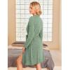 imageEkouaer Women Robe Ribbed Knit Soft Bathrobe Knee Length Robes Stretchy Short Sleepwear with PocketsGreen