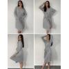 imageEkouaer Women Robe Ribbed Knit Soft Bathrobe Knee Length Robes Stretchy Short Sleepwear with PocketsLight Grey