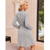 imageEkouaer Women Robe Ribbed Knit Soft Bathrobe Knee Length Robes Stretchy Short Sleepwear with PocketsLight Grey