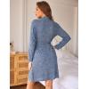 imageEkouaer Women Robe Ribbed Knit Soft Bathrobe Knee Length Robes Stretchy Short Sleepwear with PocketsNavy Blue