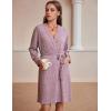 imageEkouaer Women Robe Ribbed Knit Soft Bathrobe Knee Length Robes Stretchy Short Sleepwear with PocketsPurple