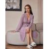 imageEkouaer Women Robe Ribbed Knit Soft Bathrobe Knee Length Robes Stretchy Short Sleepwear with PocketsPurple