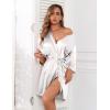 imageEkouaer Women Silk Robes Short Satin Bathrobe 34 Sleeve Kimono Bride Robe Valentines Silky Sleepwear with Pockets SXXLWhite