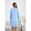 imageEkouaer Womens Nightgown VNeck Sleepwear Long Slevee Button Down NightshirtLight Blue