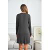 imageEkouaer Womens Nightgown VNeck Sleepwear Long Slevee Button Down NightshirtMisty Grey