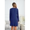 imageEkouaer Womens Nightgown VNeck Sleepwear Long Slevee Button Down NightshirtNavy