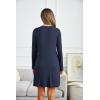 imageEkouaer Womens Nightgown VNeck Sleepwear Long Slevee Button Down NightshirtNavy Blue