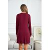 imageEkouaer Womens Nightgown VNeck Sleepwear Long Slevee Button Down NightshirtWine Red