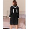 imageEkouaer Womens Robes Knee Length Hooded Bathrobe Cute House Coats with Pockets Black Large