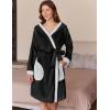 imageEkouaer Womens Robes Knee Length Hooded Bathrobe Cute House Coats with Pockets Black Large